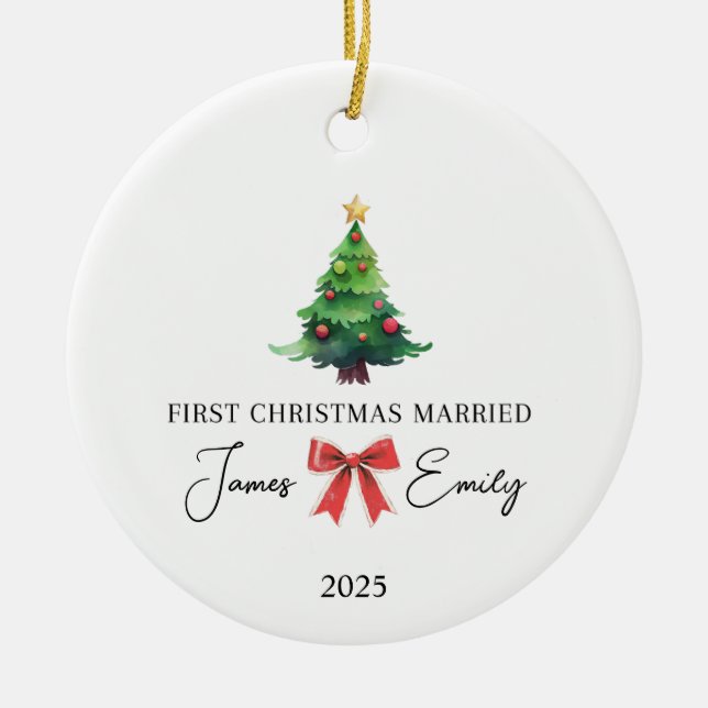 Cerâmica Primeiro Natal Como Ornamento Casado, Presente De  (Frente)