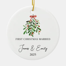 Cerâmica Primeiro Natal Como Ornamento Casado, Presente De 
