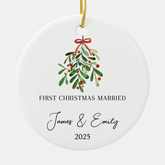 Cerâmica Primeiro Natal Como Ornamento Casado, Presente De  (Frente)