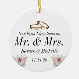 Cerâmica Primeiro Natal como Ornamento de Casal Casado