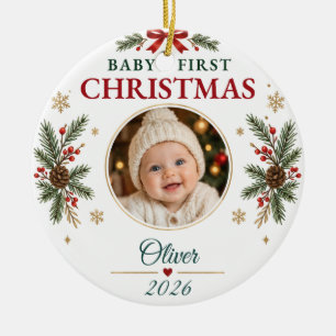 Cerâmica Primeiro Natal do Bebê Elegante 2027 Ornamento de