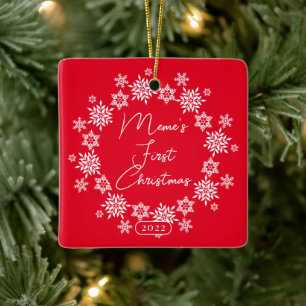 Cerâmica Primeiro Natal do Meme em Ornamento Cerâmico de Fl