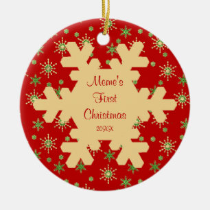Cerâmica Primeiro Natal do Meme Ornamento Floco de Neve Ver