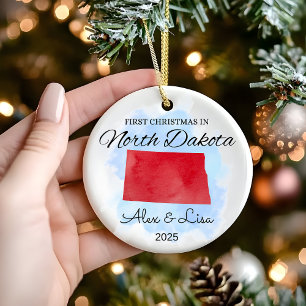 Cerâmica Primeiro Natal no Ornamento Estatal de Dakota do N