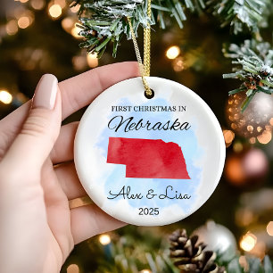 Cerâmica Primeiro Natal no Ornamento Estatal de Nebraska