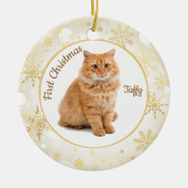Cerâmica Primeiro Ornamento de Natal de Gato