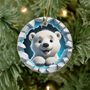 Cerâmica Primeiro Ornamento do Urso Polar de Natal