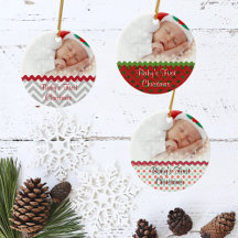 Primeiro Ornamento Fotográfico de Natal do Bebê Fe
