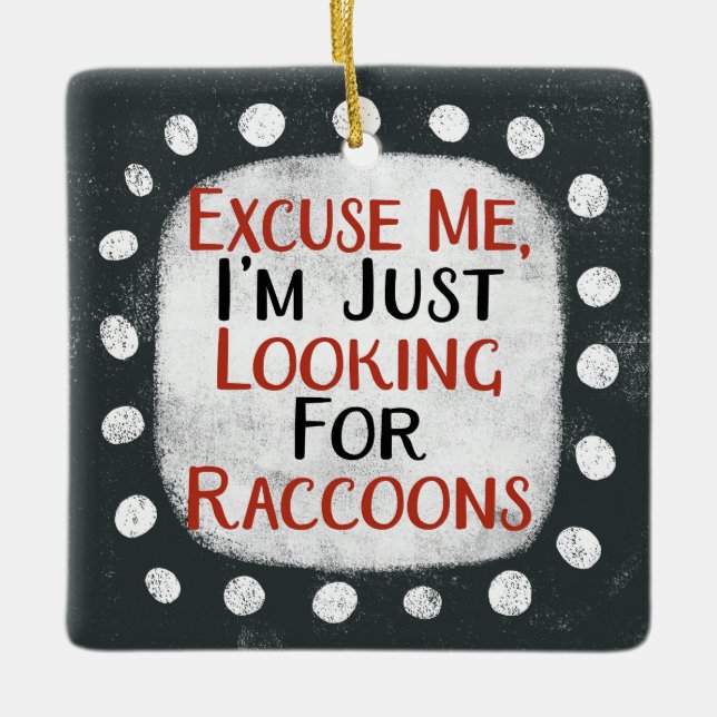 Cerâmica Procurando Ornamento De Raccoons (Frente)