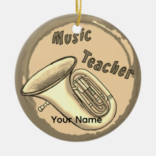 Cerâmica Professor de Música Tuba Ornamento Redondo Premium