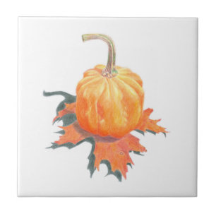 Cerâmica Pumpkin sobre Folhas de Azulejo Cerâmico