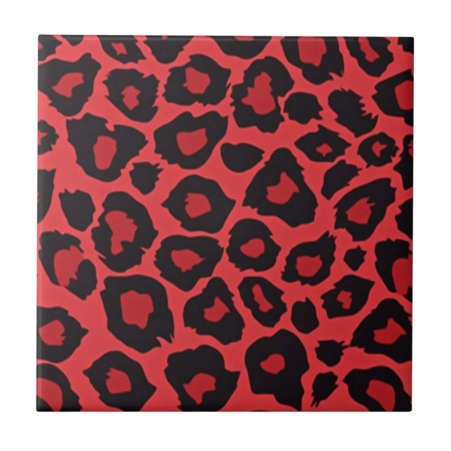 Cerâmica RAB Azulejo de impressão negro-leopardo-vermelho-r (Frente)