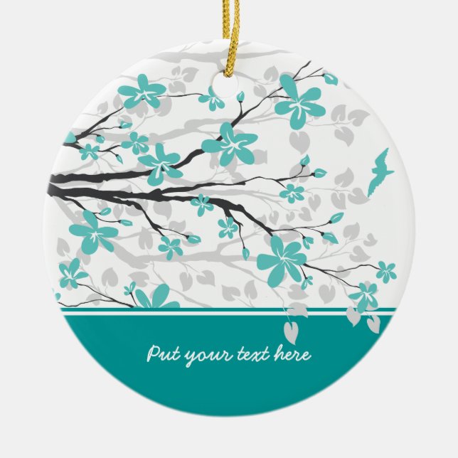 Cerâmica Ramo de Magnolia e ornamento personalizado de flor (Frente)