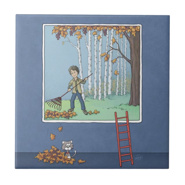 Cerâmica Rastreamento de garotos deixa azulejo cerâmico (Frente)