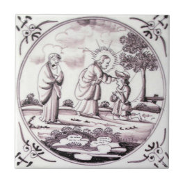 Cerâmica RBT06 Delft Bíblico Azulejo de Manganês Vermelho C