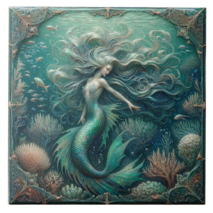 Cerâmica Recife entoado de Sereia - Azulejo do Mar Eterno