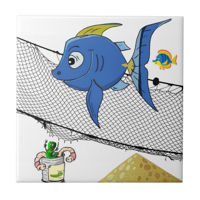 Cerâmica Rede De Peixes Brancos De Azulejo Cerâmico, Vermes (Frente)