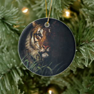 Cerâmica Regal Tiger Gaze - Ornamento de Arte Retroativa