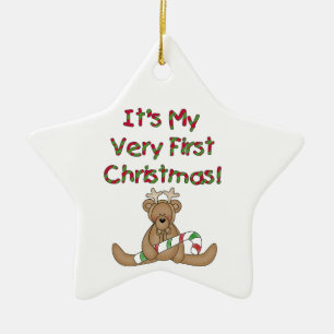Cerâmica Reindeer Bear Muito Primeiro Ornamento De Natal