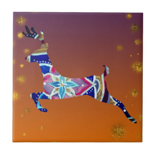 Cerâmica Reindeer Deer Mandala Azulejo de Fotografia Cerâmi