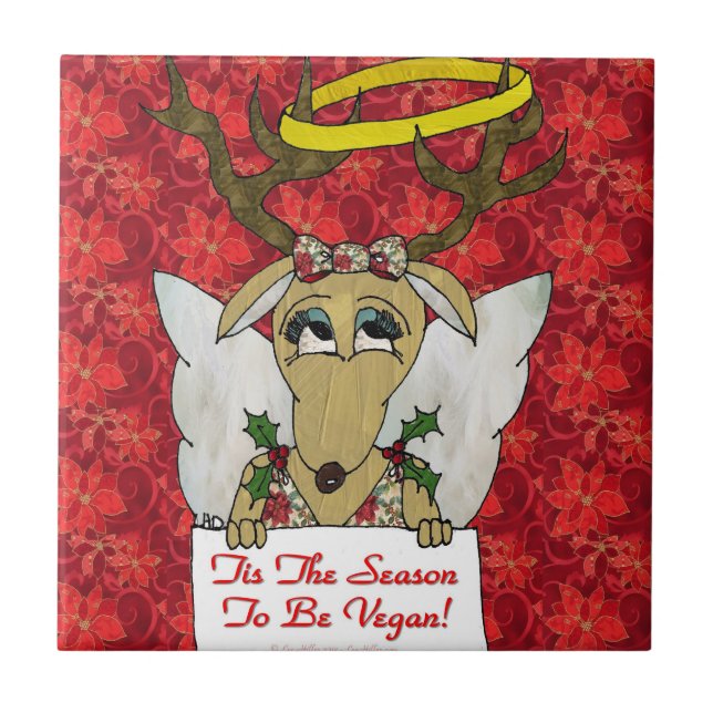 Cerâmica Reindeer Esta é a estação para ser Azulejo de Anjo (Frente)