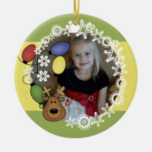 Cerâmica Reindeer Ilumina O Ornamento Personalizável De Fot