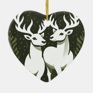 Cerâmica Reindeer Love Casais Presentes Ornamento de Árvore