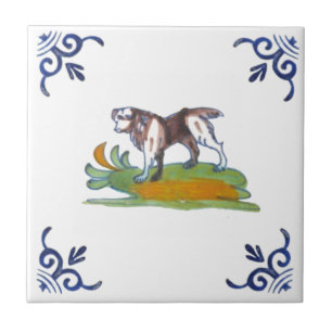 Cerâmica Repro o Azulejo de Cachorro Delft do Século 17 pa