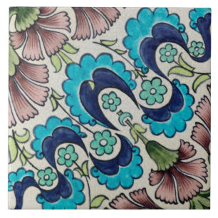 Cerâmica Repro Vintage Blue Maroon Floral De Morgan azulejo