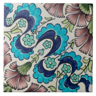 Cerâmica Repro Vintage Blue Maroon Floral De Morgan azulejo