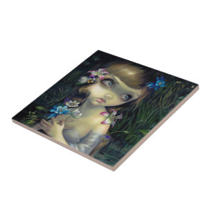 Cerâmica "Retrato azulejo de Ophelia"