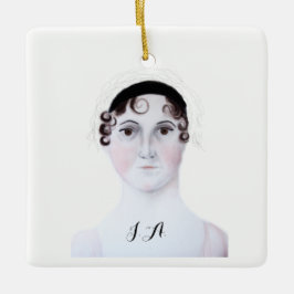 Cerâmica retrato em aquarela de Jane Austen ornamento de po