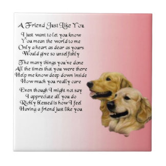 Cerâmica Retriever de ouro - Azulejo Poem Amigo