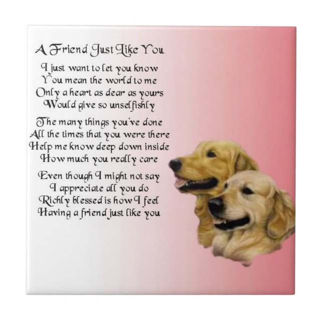 Cerâmica Retriever de ouro - Azulejo Poem Amigo (Frente)