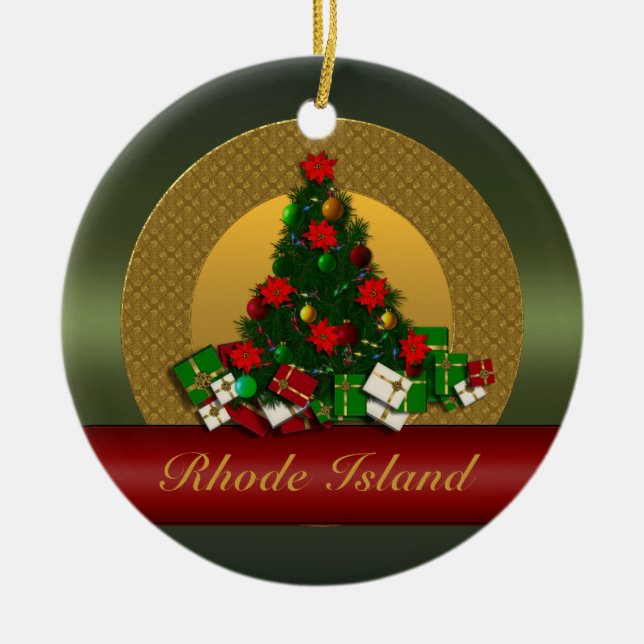 Cerâmica Rhode - ornamento da árvore de Natal da ilha (Frente)