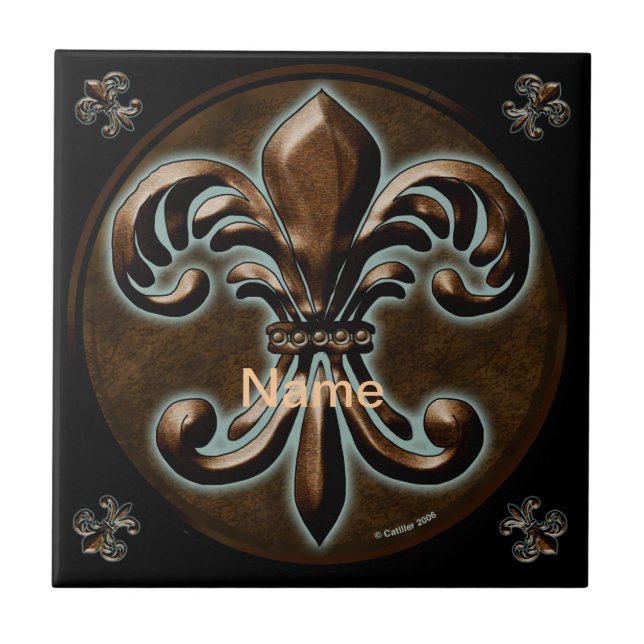 Cerâmica Rico Fleur De Lis — azulejo de nome personalizado (Frente)