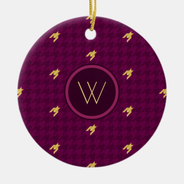 Cerâmica Rosa com Ornamento Dourado de Houndstooth de Desta (Frente)