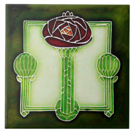 Cerâmica Rosa de Art Nouveau Mackintosh (Verde) Azulejo cer