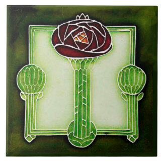 Cerâmica Rosa de Art Nouveau Mackintosh (Verde) Azulejo cer