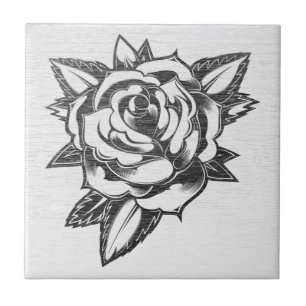 Cerâmica Rosa de Tatuagem Tradicional - Azulejo Cerâmico Vi