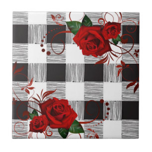 Cerâmica Rosa vermelha de Xadrez branca e Azulejo de cerâm