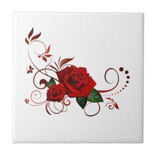 Cerâmica Rosa vermelha floral de Azulejo cerâmico