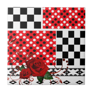 Cerâmica Rosa vermelha floral de Azulejo cerâmico