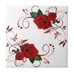 Cerâmica Rosa vermelha floral de Azulejo cerâmico