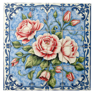 Cerâmica rosas coradas de azulejo de Lisboa