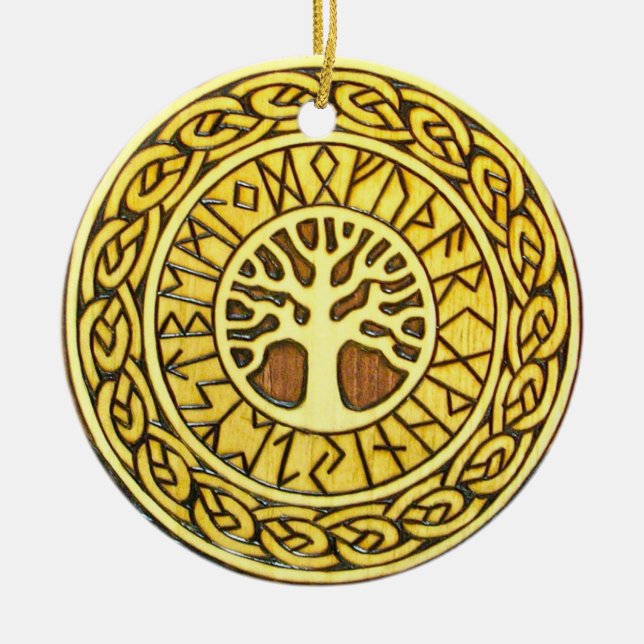 Cerâmica Runes de Viking com ornamento da árvore (Frente)