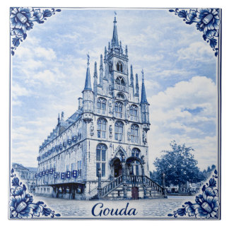 Cerâmica Sala da vereança de Gouda azulejo estilo Delft Blu