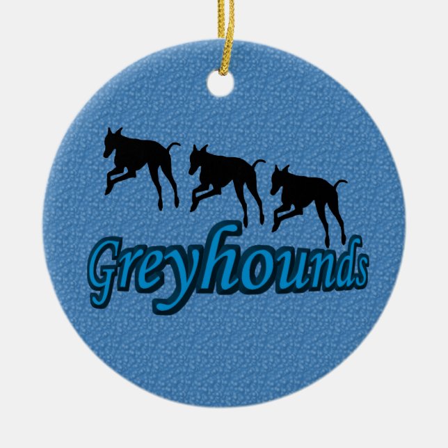 Cerâmica Salto de Greyhound Silhouettes Ornamento de Cães (Frente)