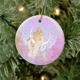 Cerâmica Samhain Saudações Ornamento Lunar de Deusa