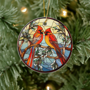 Cerâmica Scarlet Songbird Suspensão Ornamento de Vidro